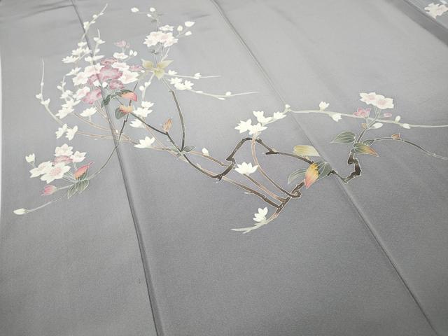 平和屋着物●京加賀友禅　百貫達雄　訪問着　枝花文　暈し染め　銀座おおぎ屋扱い　正絹　逸品　CABE6824ut