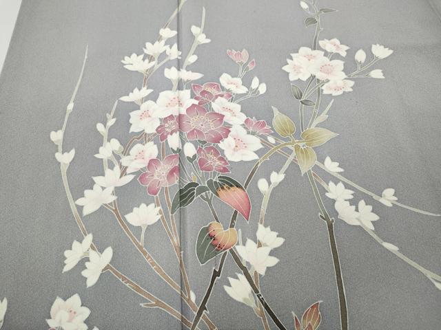 平和屋着物●京加賀友禅　百貫達雄　訪問着　枝花文　暈し染め　銀座おおぎ屋扱い　正絹　逸品　CABE6824ut