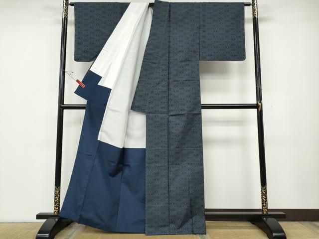 平和屋着物●本場大島紬　7マルキ　麻の葉文　正絹　逸品　CABE6825ut