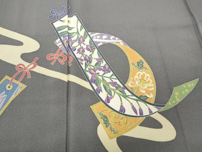 平和屋着物●豪華色留袖　友禅　作家物　短冊吉祥花文　正絹　逸品　CABE6829ut
