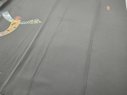 平和屋着物●豪華色留袖　友禅　作家物　短冊吉祥花文　正絹　逸品　CABE6829ut