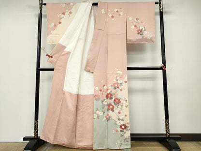 平和屋着物●中国三大刺繍　相良刺繍　訪問着　枝椿文　金彩　正絹　逸品　CABE6830ut