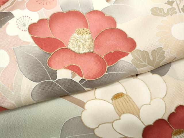 平和屋着物●中国三大刺繍　相良刺繍　訪問着　枝椿文　金彩　正絹　逸品　CABE6830ut