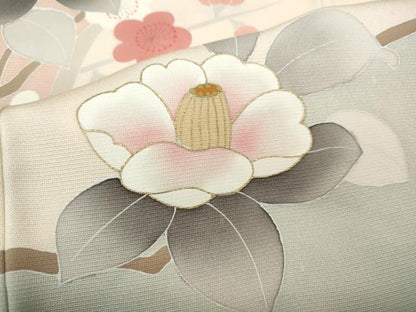 平和屋着物●中国三大刺繍　相良刺繍　訪問着　枝椿文　金彩　正絹　逸品　CABE6830ut