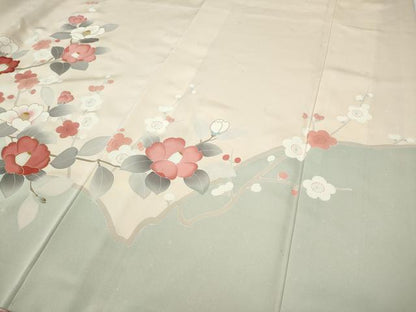 平和屋着物●中国三大刺繍　相良刺繍　訪問着　枝椿文　金彩　正絹　逸品　CABE6830ut