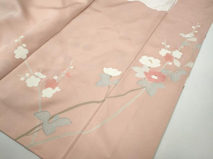 平和屋着物●中国三大刺繍　相良刺繍　訪問着　枝椿文　金彩　正絹　逸品　CABE6830ut