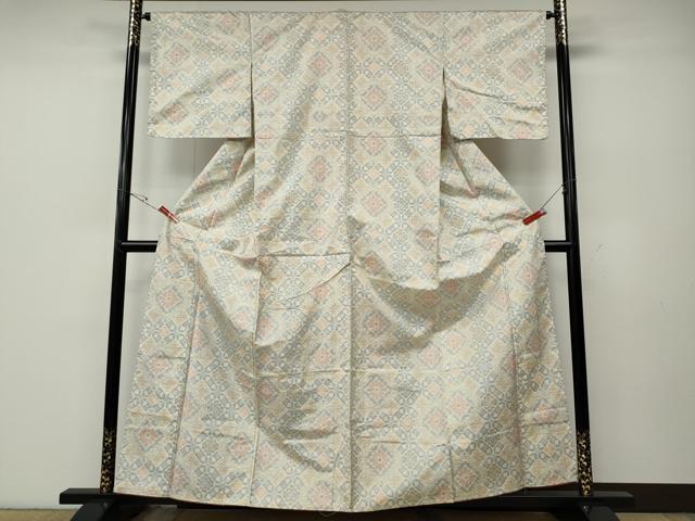 平和屋着物●本場大島紬　白大島　菱吉祥花文　正絹　逸品　CABE6833ut