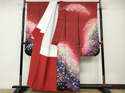 平和屋着物●豪華振袖　辻が花　絞り　暈し染め　金通し地　やまと誂製　正絹　逸品　CABE6835ut
