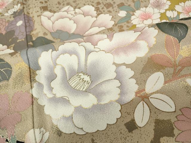 平和屋着物●豪華振袖　駒刺繍　道長草花文　暈し染め　金彩　正絹　逸品　CABE6837ut