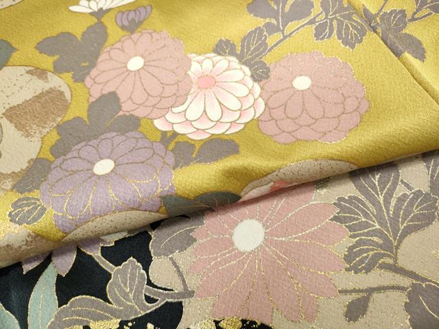 平和屋着物●豪華振袖　駒刺繍　道長草花文　暈し染め　金彩　正絹　逸品　CABE6837ut