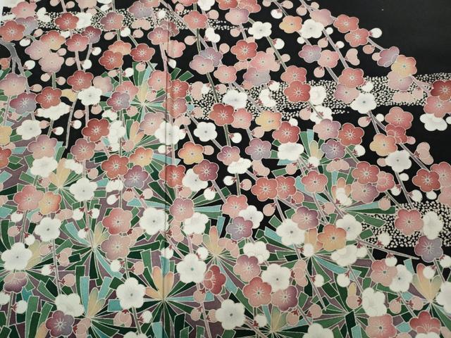 平和屋着物●豪華黒留袖　友禅　作家物　風景草花文　正絹　逸品　CABE6838ut