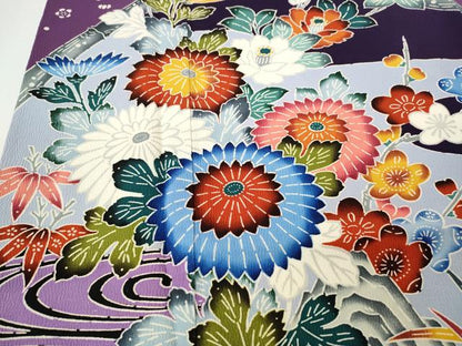 平和屋着物●豪華振袖　型染め　竹垣花文　正絹　逸品　CABE6839ut