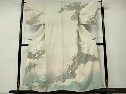 平和屋着物●十日町　名門　滝泰謹製　訪問着　絞り　道長松文　金彩　正絹　逸品　CABE6841ut