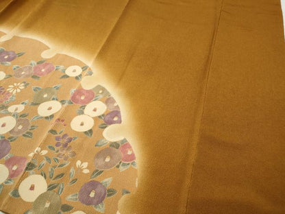 平和屋着物●豪華振袖　雪輪椿花文　暈し染め　金彩　鬼しぼ縮緬　正絹　逸品　CABE6844ut