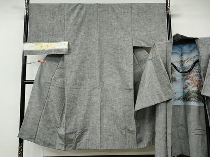 平和屋着物●男性　紬　アンサンブル　有馬　霞文　キングサイズ　証紙付き　正絹　逸品　CABE6857ut