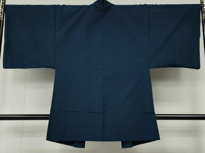 平和屋着物●男性　紬　アンサンブル　留紺色　正絹　逸品　CABE6858ut