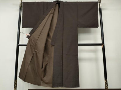平和屋着物●男性　紬　アンサンブル　赤墨色　正絹　逸品　未使用　CABE6863ut