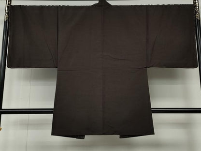 平和屋着物●男性　紬　アンサンブル　赤墨色　正絹　逸品　未使用　CABE6863ut