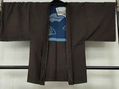 平和屋着物●男性　紬　アンサンブル　赤墨色　正絹　逸品　未使用　CABE6863ut