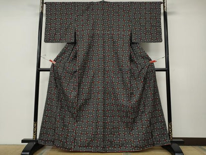 平和屋着物●本場大島紬　龍郷絣　秋名バラ　正絹　逸品　CABE6868ut