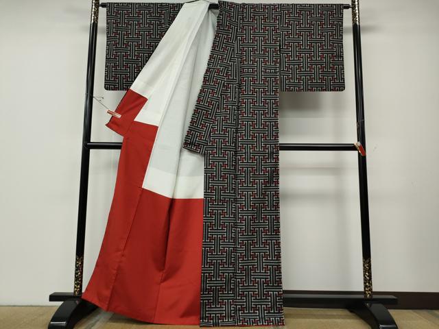 平和屋着物●本場大島紬　龍郷絣　秋名バラ　正絹　逸品　CABE6868ut