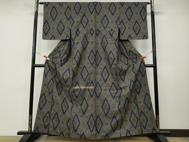 平和屋着物●本場大島紬　龍郷絣　菱花文　正絹　逸品　CABE6871ut