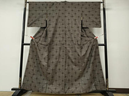 平和屋着物●本場大島紬　龍郷絣　菱花文　正絹　逸品　CABE6872ut