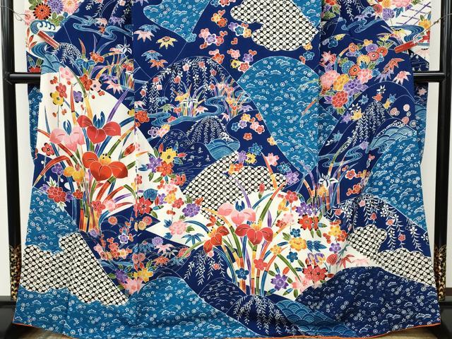 平和屋着物●豪華振袖　紅型　草花尽くし　正絹　逸品　CABE6878ut