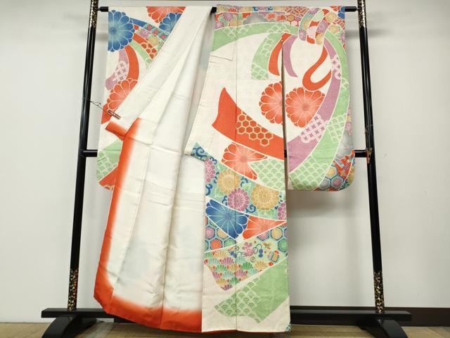 平和屋着物●名門　藤娘きぬたや・総絞り　振袖　束ね熨斗宝尽くし花文　正絹　逸品　CABE6881ut