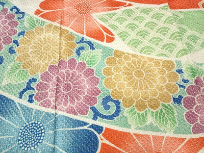 平和屋着物●名門　藤娘きぬたや・総絞り　振袖　束ね熨斗宝尽くし花文　正絹　逸品　CABE6881ut