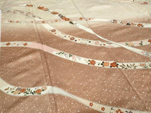 平和屋着物●訪問着　駒刺繍　熨斗花文　暈し染め　金彩　正絹　逸品　CABE6885ut