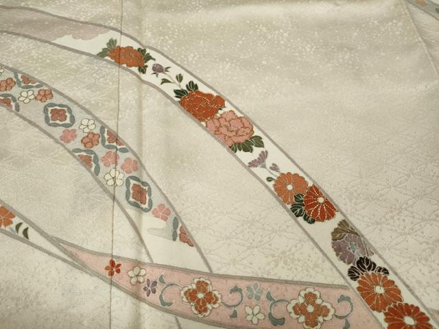 平和屋着物●訪問着　駒刺繍　熨斗花文　暈し染め　金彩　正絹　逸品　CABE6885ut