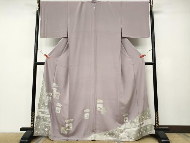 平和屋着物●松尾光琳　色留袖　刺繍　地紙色紙人物文　銀彩　正絹　逸品　CABE6887ut