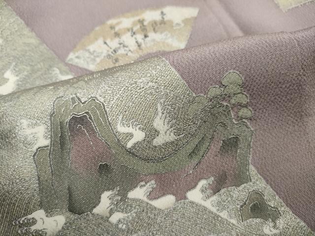 平和屋着物●松尾光琳　色留袖　刺繍　地紙色紙人物文　銀彩　正絹　逸品　CABE6887ut
