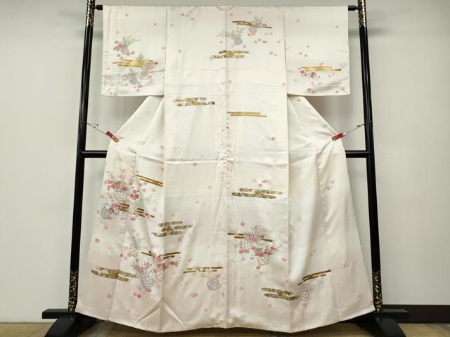 平和屋着物●訪問着　エ霞花籠文　暈し染め　金銀彩　正絹　逸品　CABE6888ut