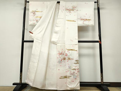平和屋着物●訪問着　エ霞花籠文　暈し染め　金銀彩　正絹　逸品　CABE6888ut