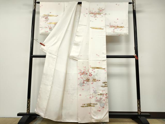 平和屋着物●訪問着　エ霞花籠文　暈し染め　金銀彩　正絹　逸品　CABE6888ut