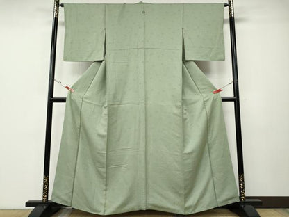 平和屋着物●上質な色無地　桐花地紋　裏葉柳色　正絹　逸品　CABE6890ut