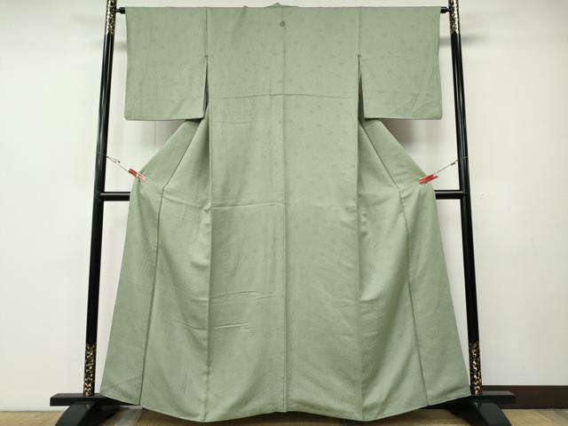平和屋着物●上質な色無地　桐花地紋　裏葉柳色　正絹　逸品　CABE6890ut