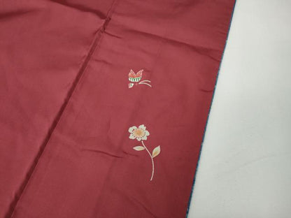 平和屋着物●上質な紬　格子吉祥花文　正絹　逸品　CABE6892ut