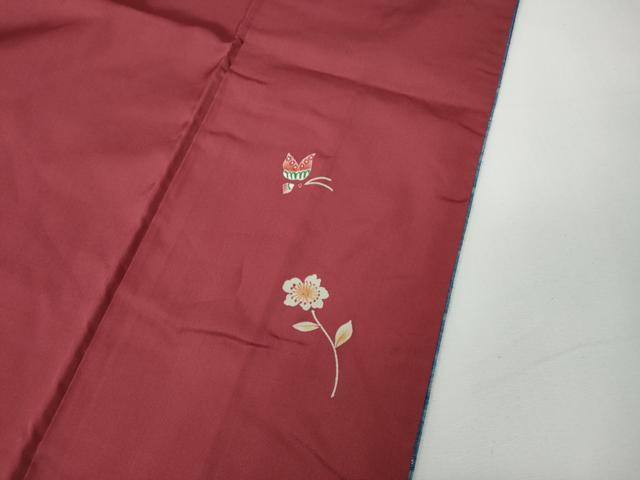 平和屋着物●上質な紬　格子吉祥花文　正絹　逸品　CABE6892ut