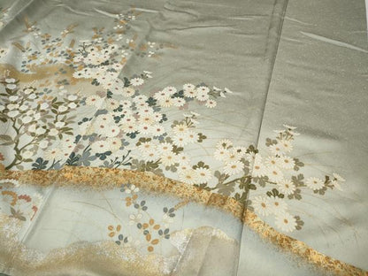 平和屋着物●訪問着　草花文　暈し染め　金銀彩　正絹　逸品　未使用　CABE6894ut
