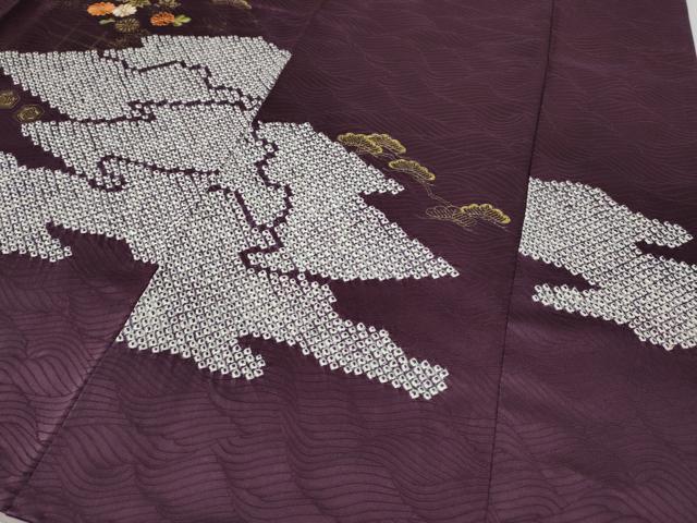平和屋着物●訪問着　駒刺繍　絞り　松花文　金彩　正絹　逸品　CABE6896ut