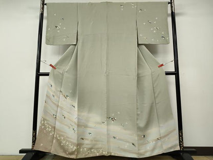 平和屋着物●訪問着　駒刺繍　扇面花文　暈し染め　正絹　逸品　CABE6897ut