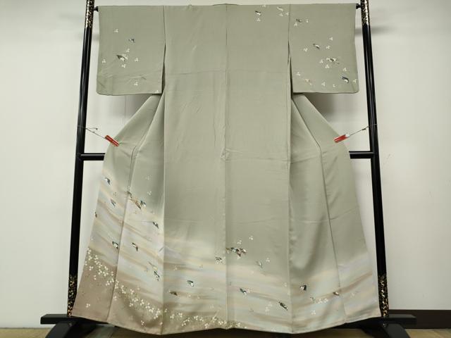 平和屋着物●訪問着　駒刺繍　扇面花文　暈し染め　正絹　逸品　CABE6897ut