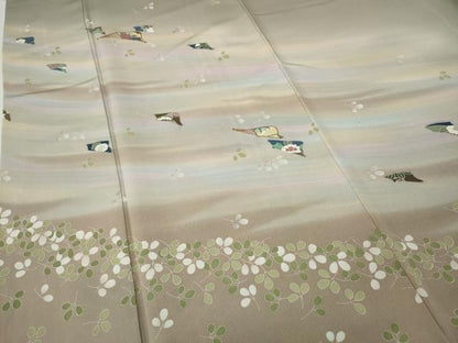 平和屋着物●訪問着　駒刺繍　扇面花文　暈し染め　正絹　逸品　CABE6897ut