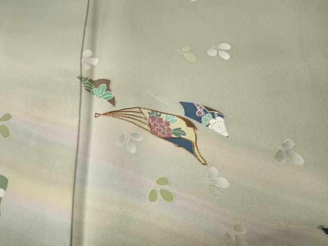 平和屋着物●訪問着　駒刺繍　扇面花文　暈し染め　正絹　逸品　CABE6897ut