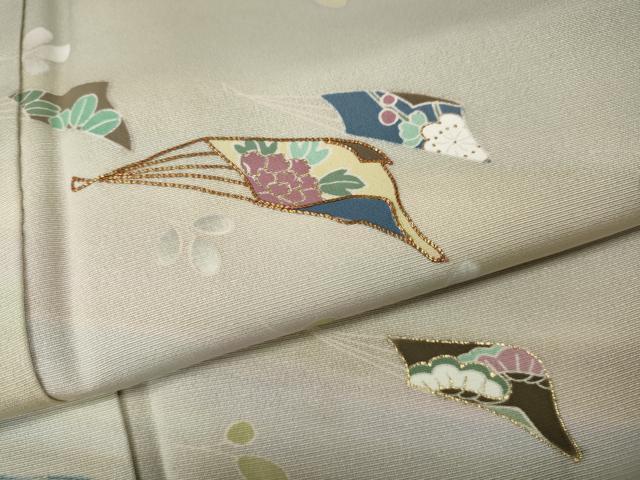 平和屋着物●訪問着　駒刺繍　扇面花文　暈し染め　正絹　逸品　CABE6897ut