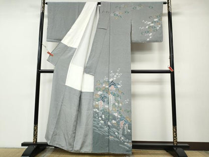 平和屋着物●訪問着　友禅　松葉花文　暈し染め　正絹　逸品　CABE6899ut