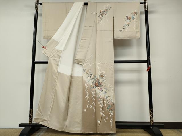 平和屋着物○訪問着 仕覆枝花文 暈し染め 金彩 正絹
